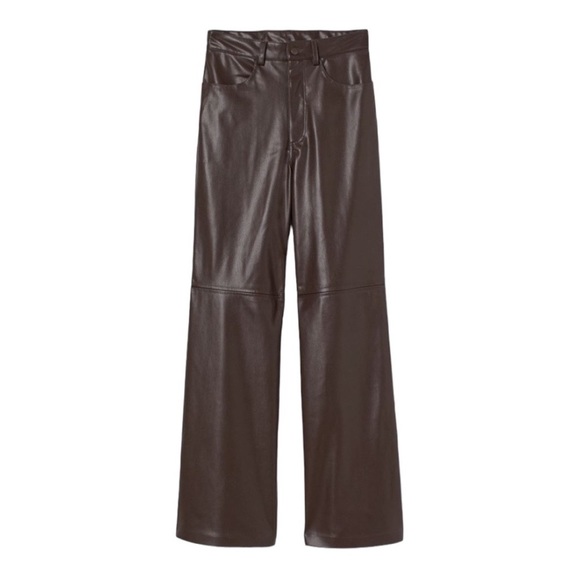 H&M Wide Leg Vegan Leather Pants (18) (NWOT) - Picture 1 of 9